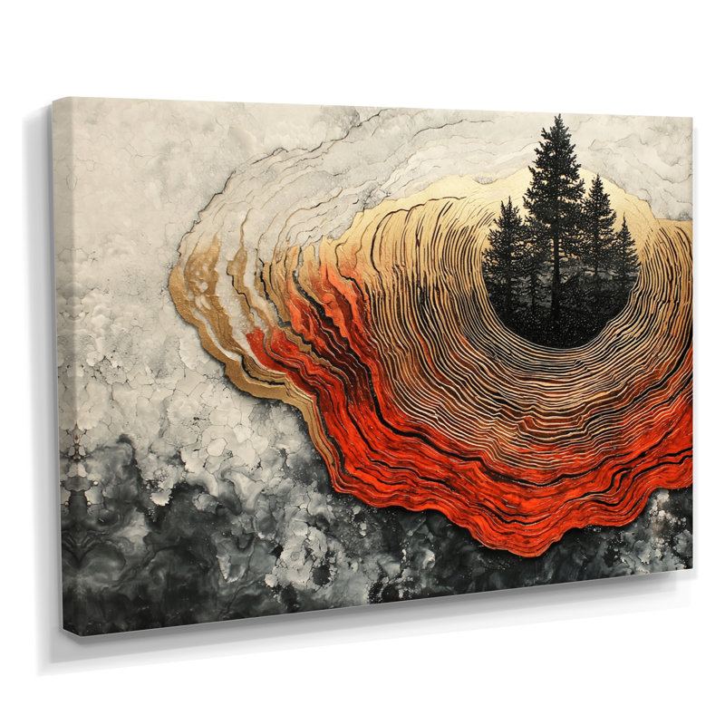 Paysage de rivière Graeff forêt ambrée du soleil III - forêt grand art mural, H 30 po x l 40 po, Toile tendue sur cadre