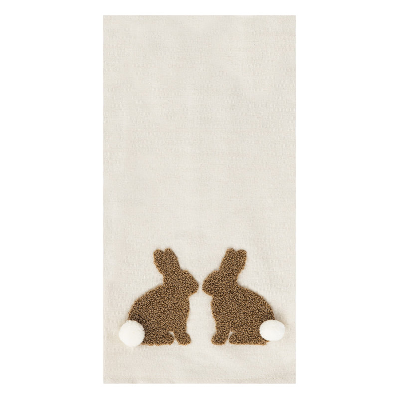 Nature Easter Bunny Rabbit w/ Tufted Tail Spring Kitchen Dishtowel