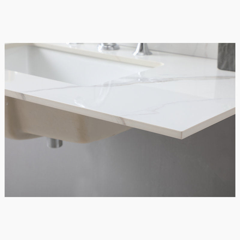 Plateau de meuble-lavabo simple 43 po en blanc avec lavabo