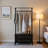 Dark Brown Minimalism Rubberwood Solid Wood Universal Wheel Clothes Rack