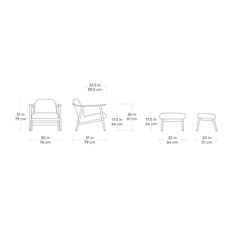 Baltic Armchair, Ash Natural, Saddle Black Genuine Leather