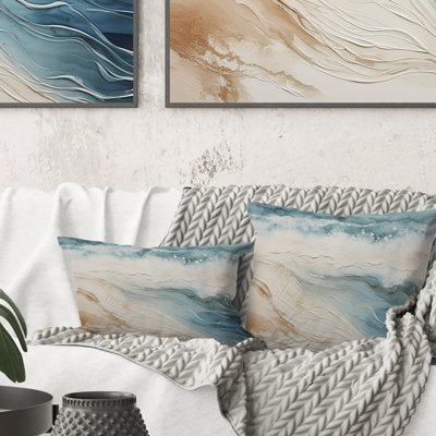 Coussin décoratif moderne à motif de sable bleu et beige Modern