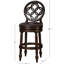 Tabouret de bar en bois à dossier haut de 31 po avec siège pivotant rembourré, détails décoratifs ouverts à siège rond, restauration automatique à 180 degrés, pieds tournés qui ajoutent un attrait visuel, cadre confortable sur structure solide,
