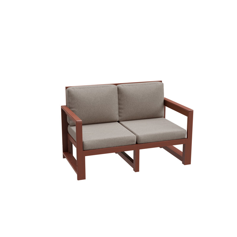 Jaqualine 135cm Wide Pine Garden Sofa with Cushions, Platinum, Brown