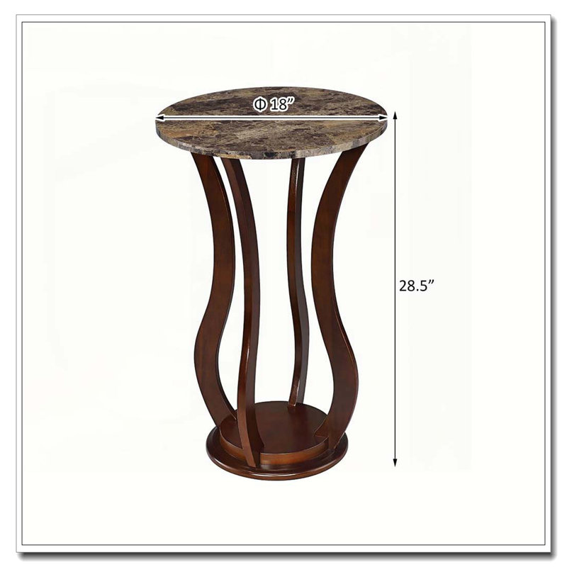 Table d'appoint ronde brune avec plateau en faux marbre
