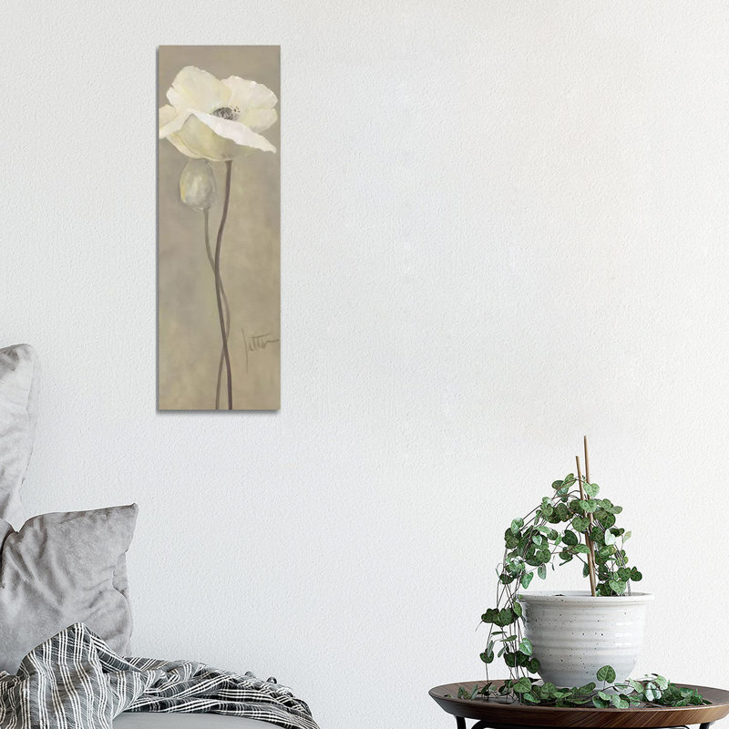 Poppy In White IV by Jettie Roseboom - Wrapped Canvas Panoramic Print, 30.48 cm H x 91.44 cm W x 1.91 cm D