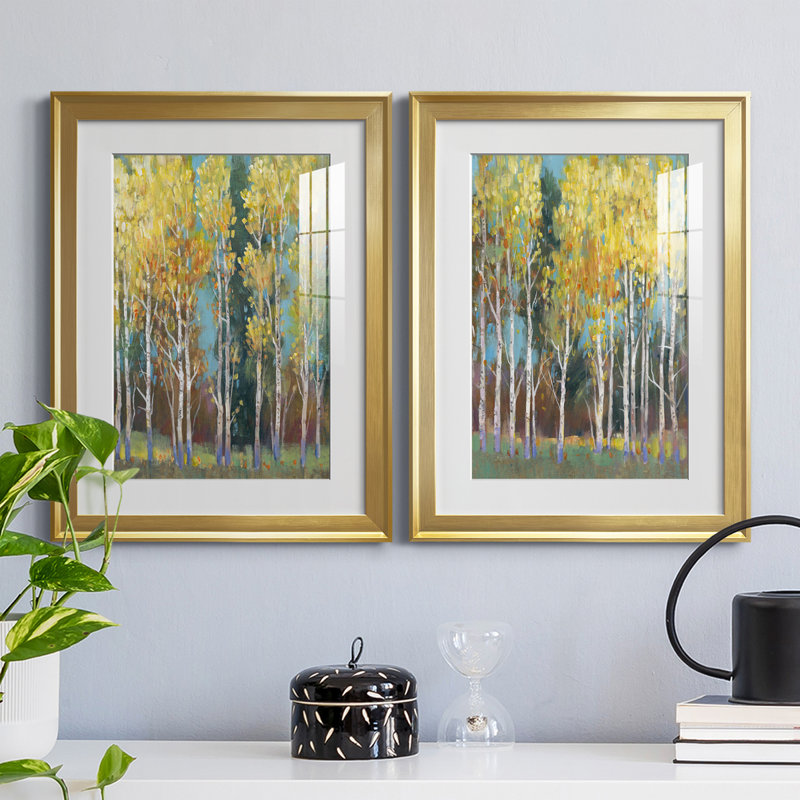 Aspen Grove I, reproduction encadrée de qualité supérieure - prête à être accrochée, Or, H 36,5 po x l 26,5 po x P 1 po