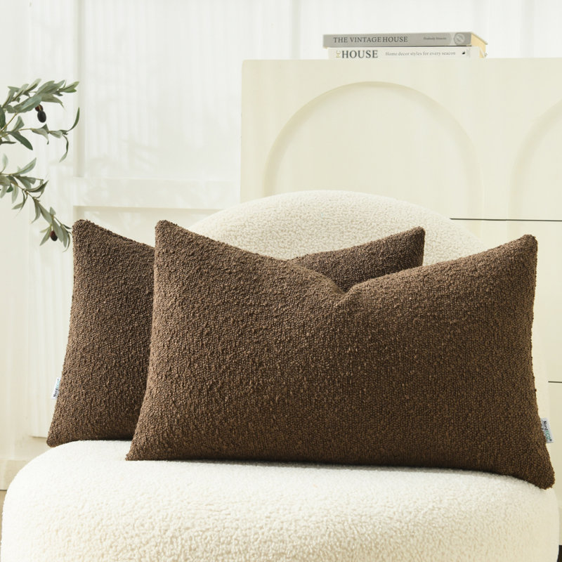 Housses de coussin texturées, Marron foncé, Rectangle 14"H x 22"W