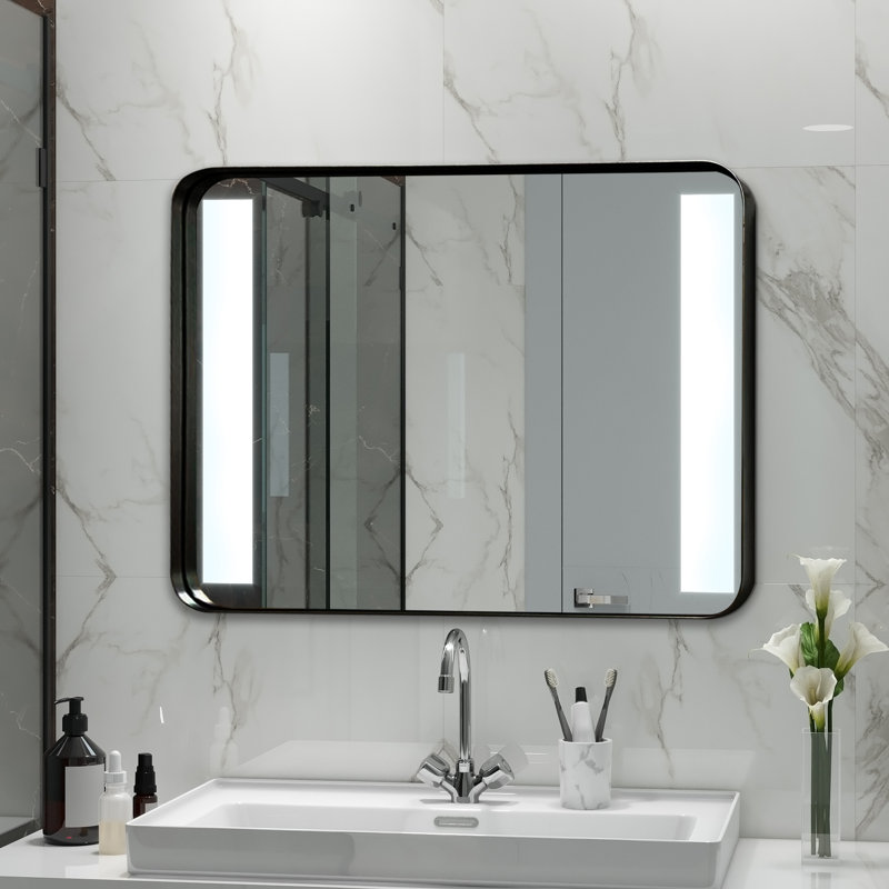 Miroir d'appoint Eitzen, Noir, 40 po x 30 po