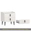 Ensemble de 2 tables de chevet, table de chevet avec 2 tiroirs et plateau de table en marbre, table d'appoint moderne pour la chambre à coucher, table de bout pour le salon, blanc-1195992453-1195992507
