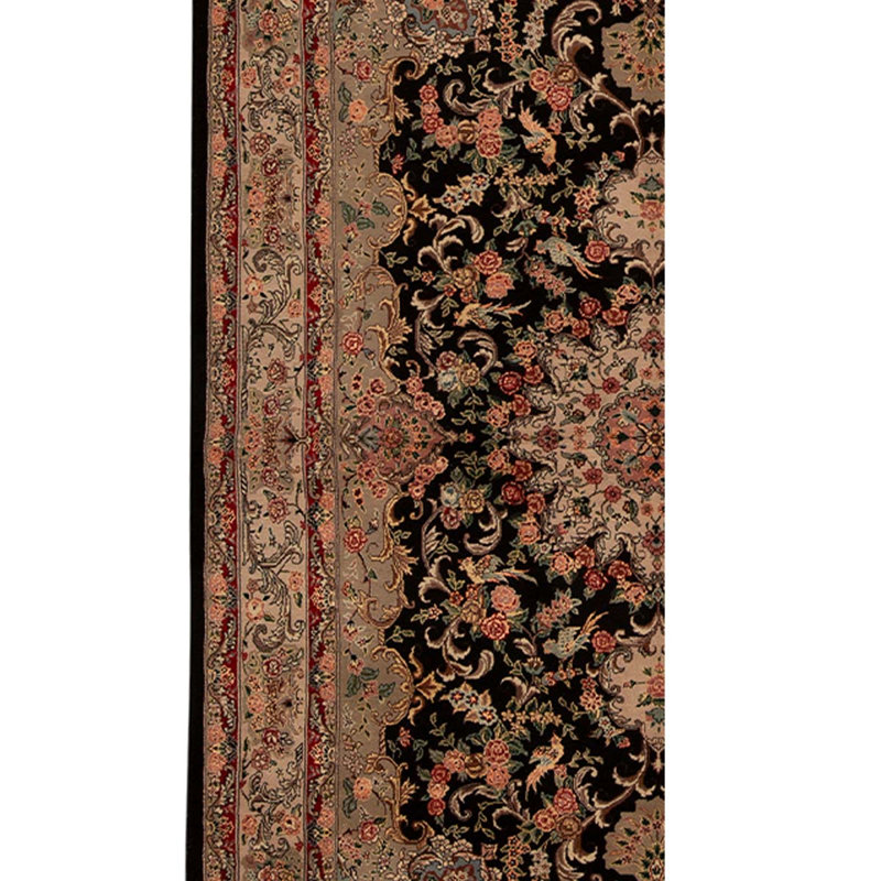 Tapis unique noué à la main beige / noir de haute qualité