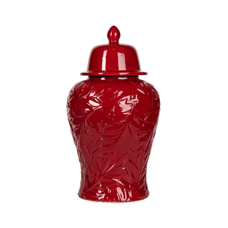 Ceramic / Porcelain Decorative Urns & Jars, Red, 46cm H x 24.50cm W x 24.50cm D