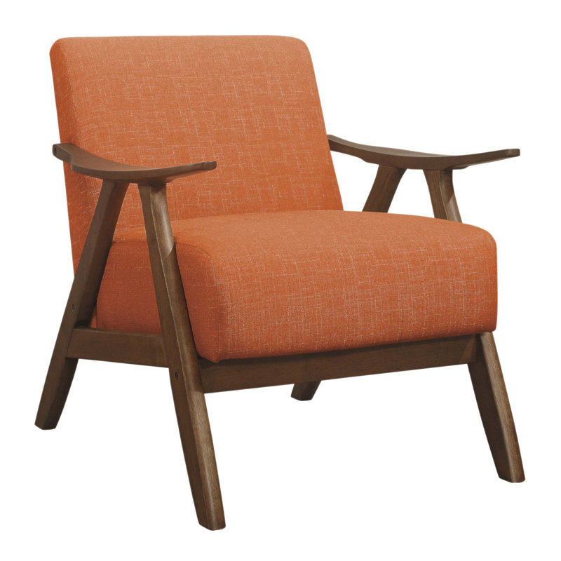 Chaise d'appoint rembourrée en tissu moderne avec dossier et siège rembourrés, finition noyer, structure en bois d'hévéa massif, parfaite pour la décoration intérieure