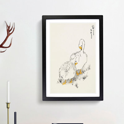 Two White Geese by Numata Kashu - Picture Frame Painting Print