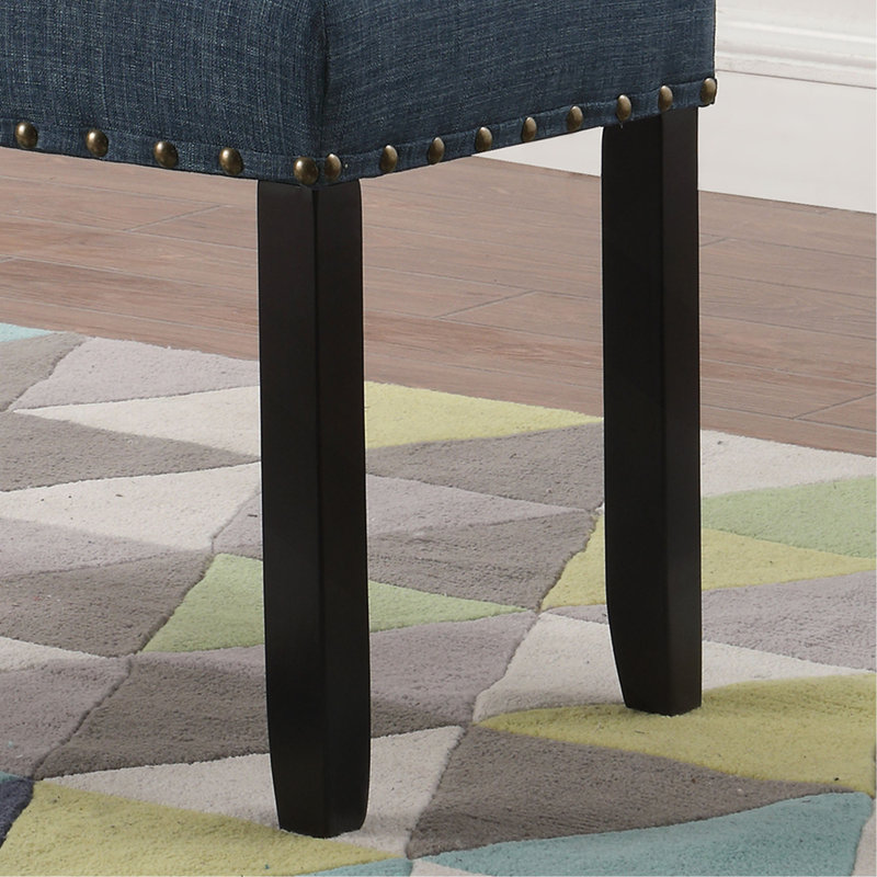 Fabric Dining Bench with Nailhead Trim, Blue