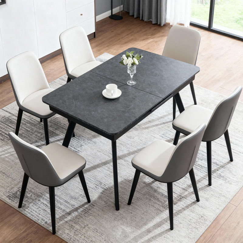 Extendable Dining Table with Steel Base