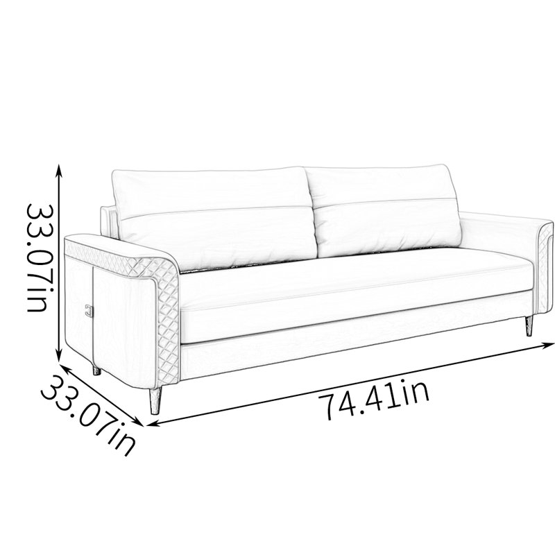 Canapé simple de style européen, H 33,07 po x l 74,41 po x P 33,07 po, Faux cuir