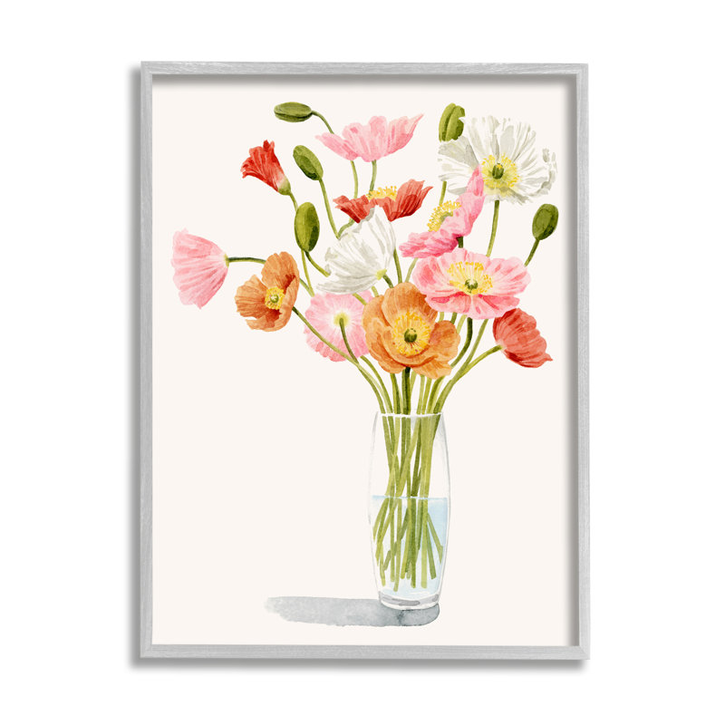 Coquelicots vifs floraux en verre, H 24 po x l 24 po x P 1,5 po, Estampe numérique Farmhouse