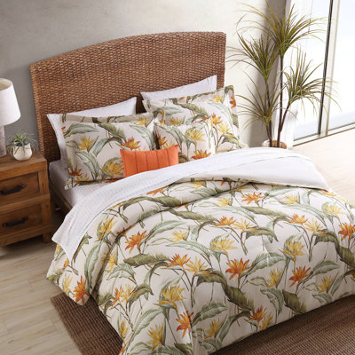 Tommy Bahama Birds Of Paradise Ivory Cotton Reversible 5 Piece Comforter Set