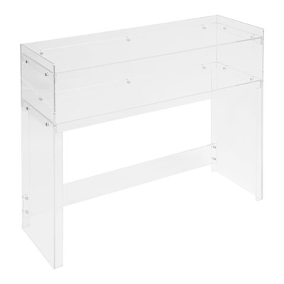 2 Tiers Modern Freestanding Rectangle Acrylic Entryway Table Desk With Open Shelves Storage 