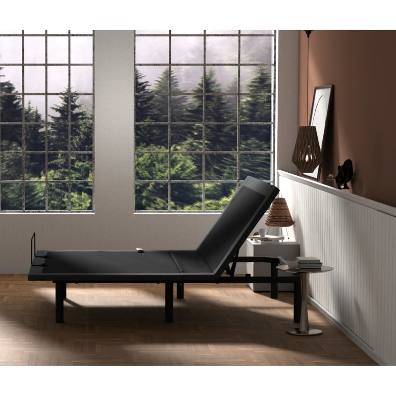 Base de lit ajustable Os4 pour grand lit avec positionnement de la tête et des pieds, télécommande sans fil, construction robuste, pliage central, double assemblage facile, grand et fonction noir et gris, structure, instantané, gris