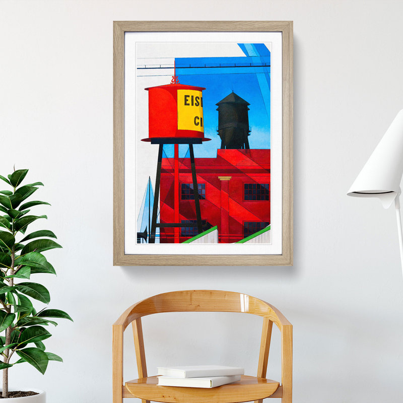 Water Tower by Charles Demuth - Picture Frame Painting, 48cm H x 36cm W x 2cm D, Oak