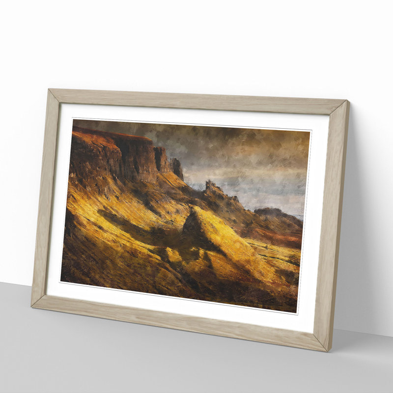 Landscape in Scotland - Picture Frame Graphic Art, Oak Framed, 48cm H x 65cm W x 2cm D