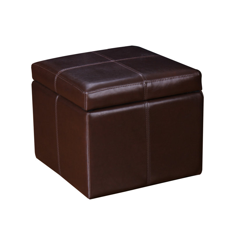 Hanscom Faux Leather Ottoman, Brown Faux Leather