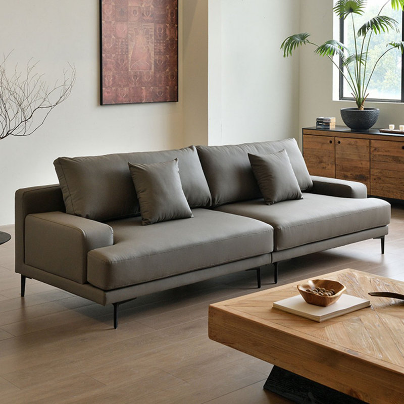Canapé modulaire en similicuir, Gris, H 34,65 po x l 110,24 po x P 36,61 po