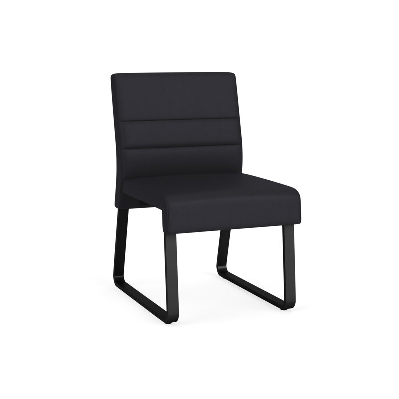 Chaise d'invité sans accoudoirs Waterfall, Noir, Noir Patriot Plus - nettoyez le vinyle avec un lin