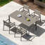 Ensemble de salle à manger d'extérieur en aluminium 5 pièces avec table de 170 cm (67 po) avec plateau imitation bois et trou pour parasol-1997497712-1997497716