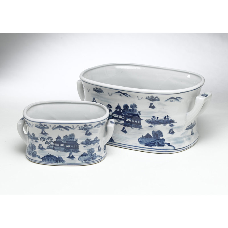Willow Pattern 2-Piece Pot Planter Set