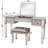 Modern Bedroom Vanity - Mirrored Makeup Table With Stool Crystal Knob For A Chic And Elegant Look Dressing Drawers Silver Finish