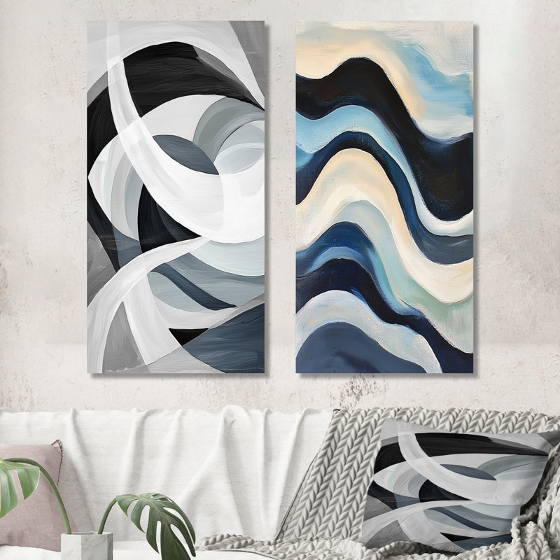 Coastal Rift Beyond the Dunes - ensemble de 2 impressions murales minimalistes en métal, 40" H x 40" W