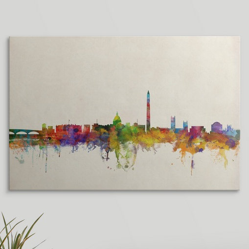 «Washington DC Skyline» par Francy, impression, H 32 po x l 48 po x P 1,5 po, Toile