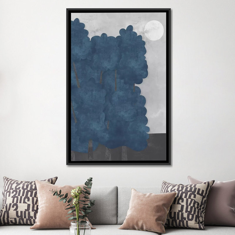 « trees », impression sur toile tendue, H 26 po x l 18 po x P 1,5 po, Toile avec cadre noir, Pas de tapis