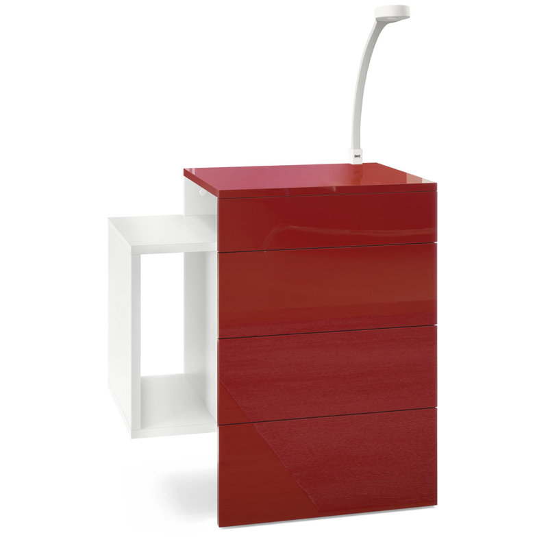 Mcardle 2 Drawer Bedside Table, With LED Flexi light, Bordeaux