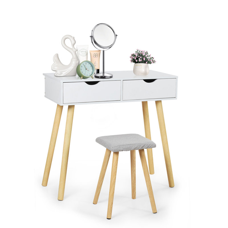 Ensemble de commode de maquillage avec tabouret tapissier Enisha