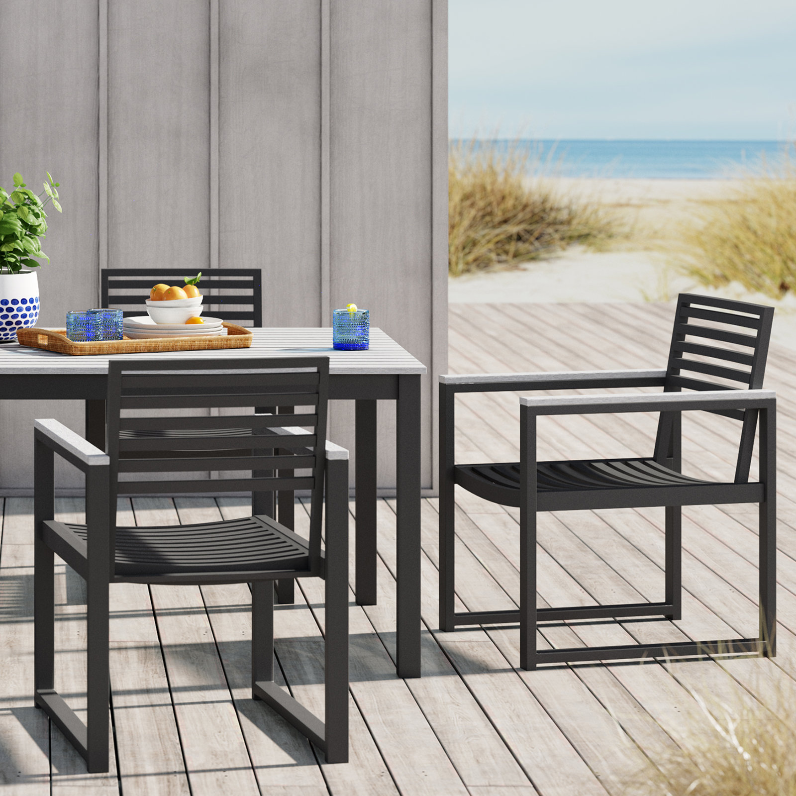 Townsend Outdoor Patio Dining Armchair, White