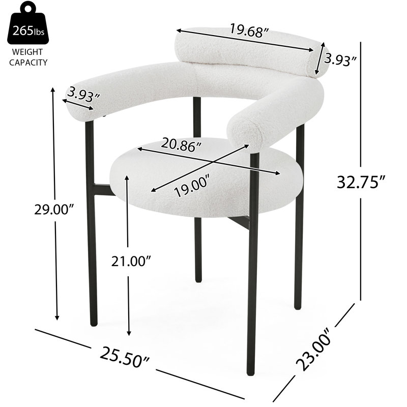Ensemble de 2 chaises de salle à manger rembourrées Modern Design, Blanc, Noir
