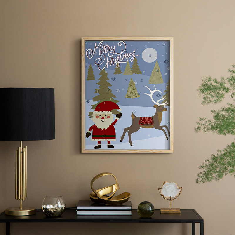 «Winer Santa II», reproduction encadrée - bois massif, Naturel, H 11 po x l 9 po