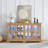 LED Curio Display Cabinet With Glass Doors, Antique Display Case With Adjustable Shelves For Collectibles, Four Door Design Vintage Showcase For Home Office, Cherry-108686421