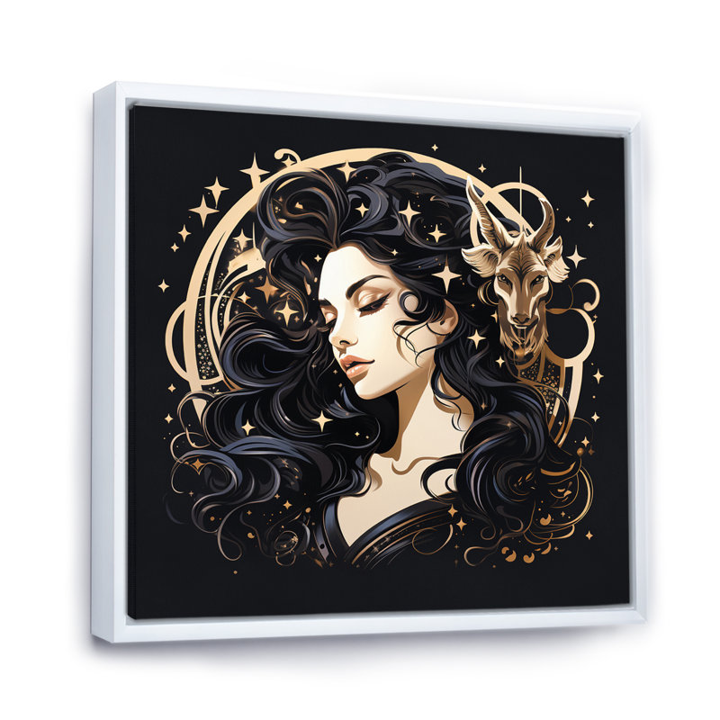 Astrologique astrologique Stargazer VII sur toile, 16" H x 16" W, Cadre flottant blanc