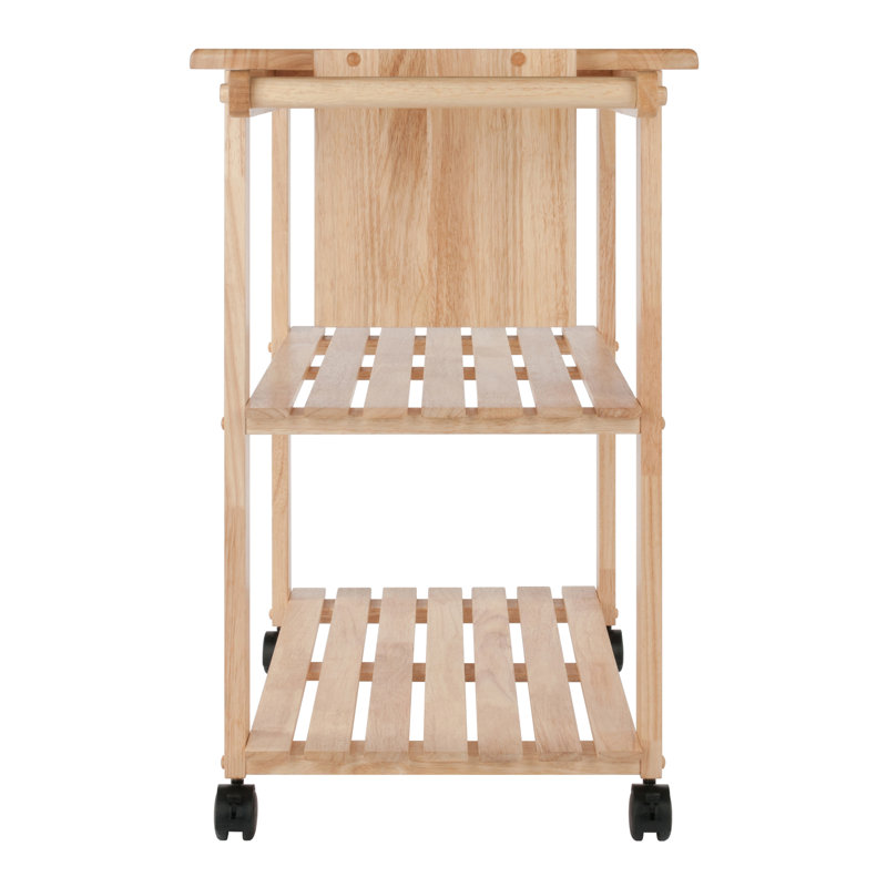 Winsome Natural Wood Kitchen Cart with Wine Rack and Storage