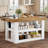 55" Kitchen Island With Power Outlets, Extra Large Work Surface, 3-tier Farmhouse Wooden Stationary Island Table With Storage Shelf For Kitchen Dining Room-1319138881