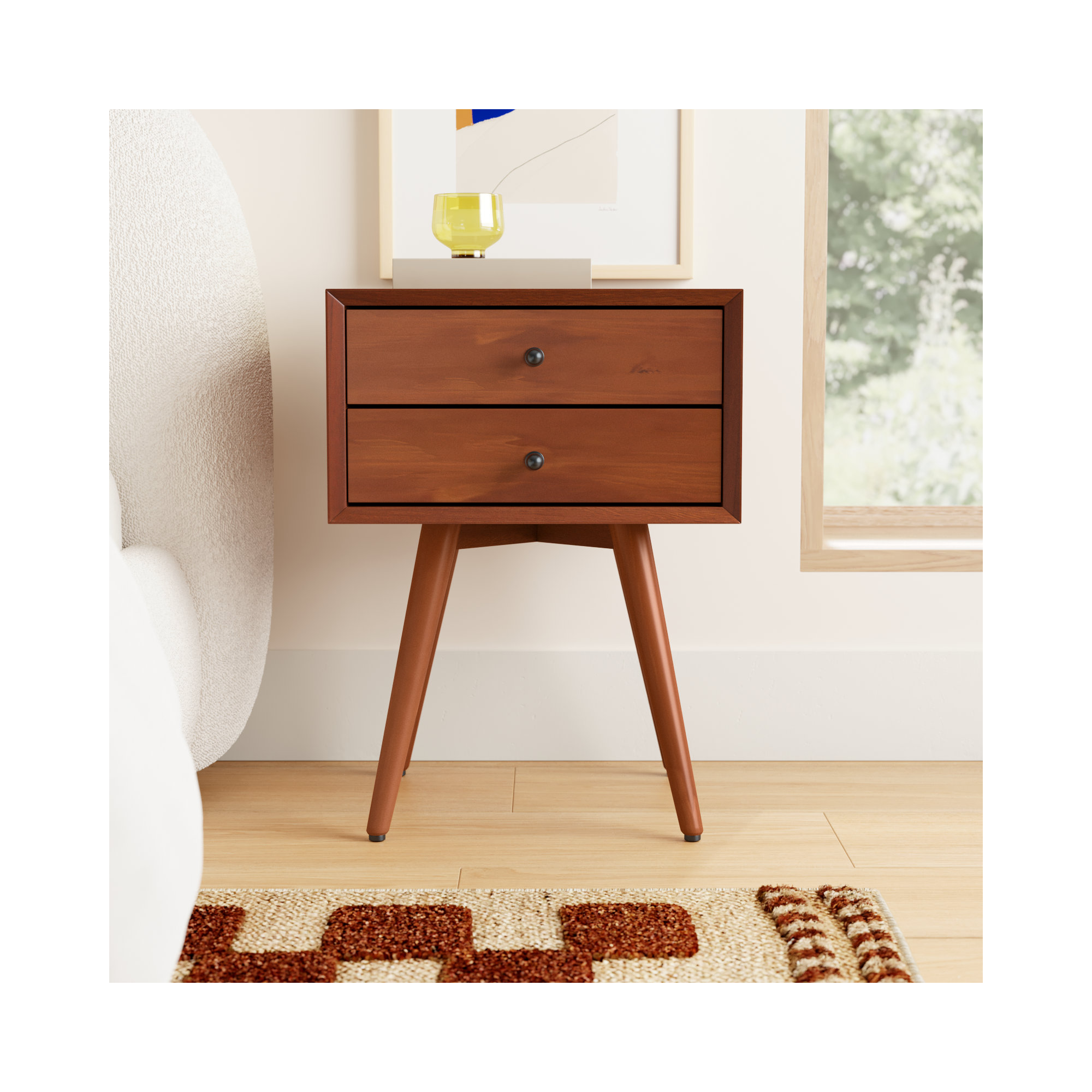 Williams 2-Drawer Mini Nightstand, Chestnut