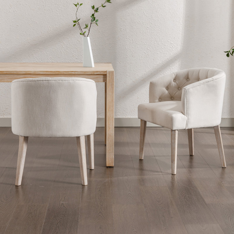 Fauteuil rembourré en lin 19,25 po H capitonné pour salle à manger, Beige