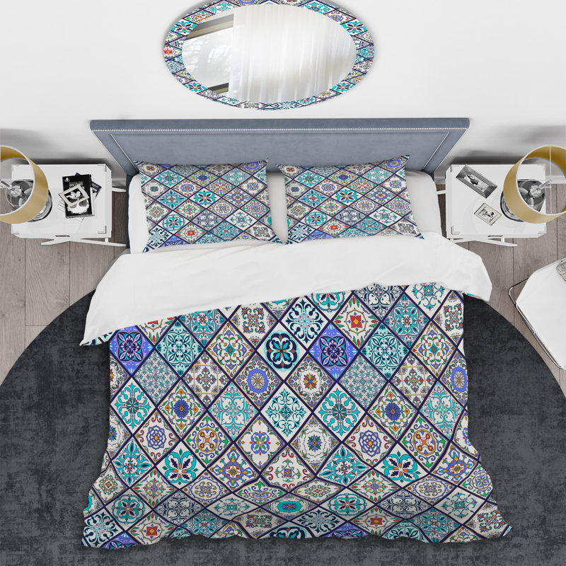 Blue Mega Patchwork Blue Mega Patchwork - Ensemble de housse de couette à motif