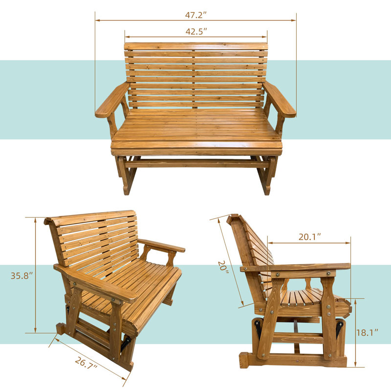 Banc oscillant d'extérieur en bois massif et manufacturé Ruvimbo