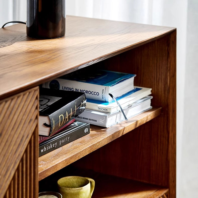 Modern light luxury style small bookcase, Brun, (4 tablettes) H 33,86 po x l 47,24 po x P 15,75 po